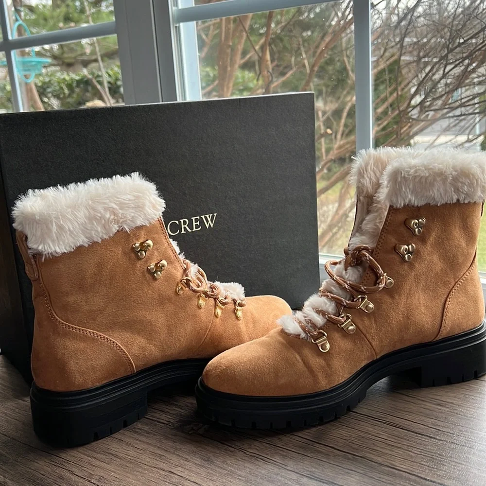 Worn Once!  J. Crew Factory Faux-Fur Winter Hiking Boots! - Picture 11 of 11